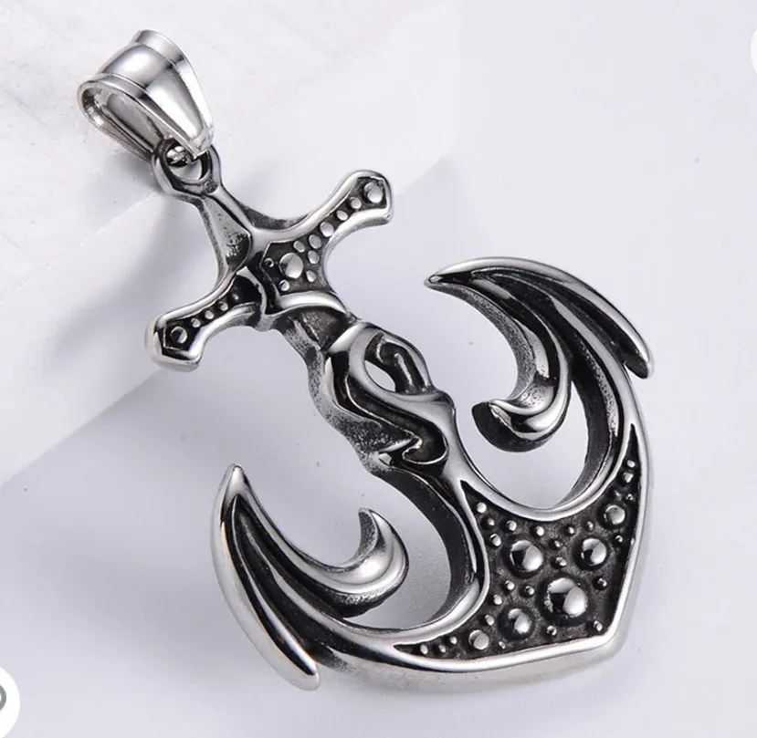 Stainless Steel Anchor Pendant Necklace