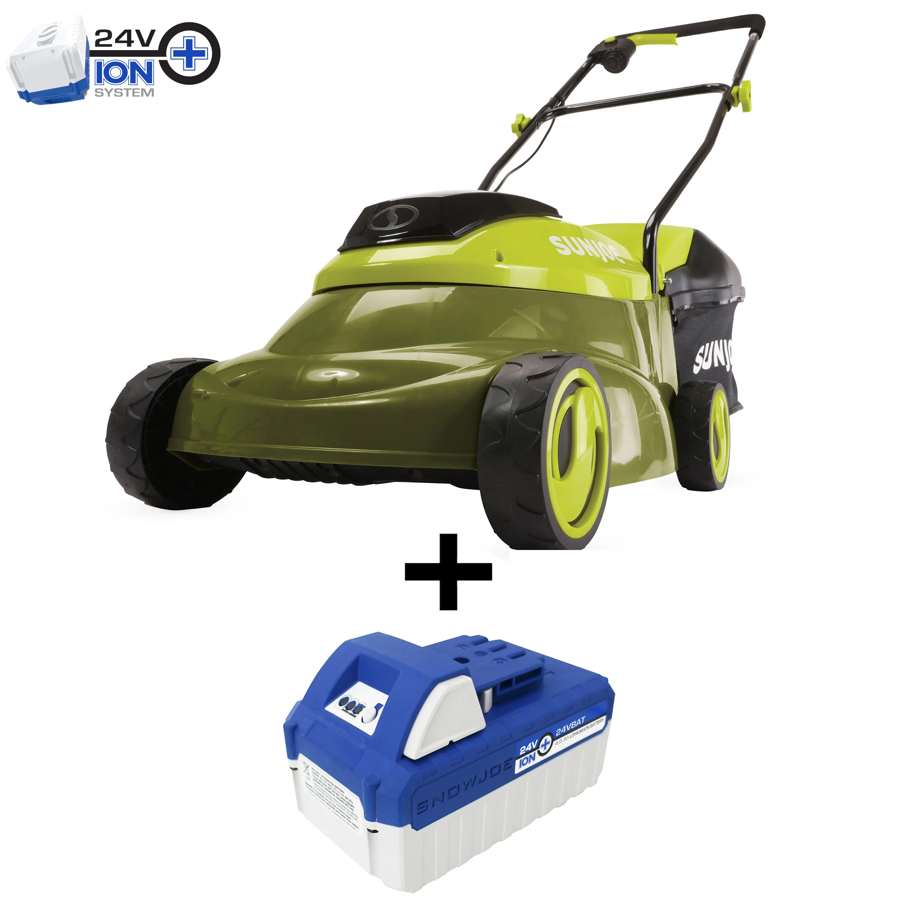 Sun Joe 24V-MJ14C 24-Volt* IONMAX Cordless Push Lawn Mower Kit | 14-inch | W/ 4.0-Ah Battery   Charger