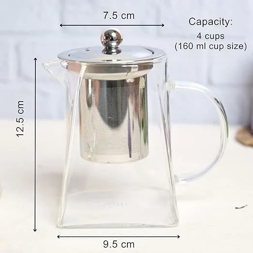 Tea Party | 2 Double Wall Cup   Glass Teapot