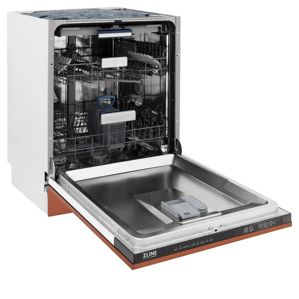 ZLINE 24 in. Tallac Series 3rd Rack Dishwasher with Copper Panel and Traditional Handle, 51dBa (DWV-C-24)