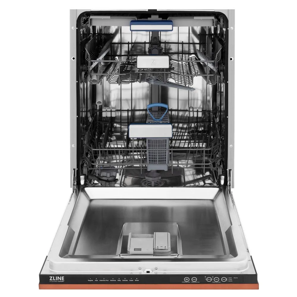 ZLINE 24 in. Tallac Series 3rd Rack Dishwasher with Copper Panel and Traditional Handle, 51dBa (DWV-C-24)