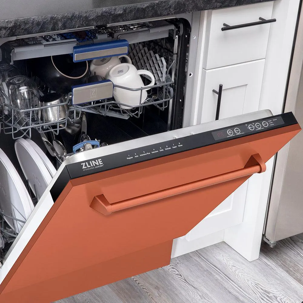 ZLINE 24 in. Tallac Series 3rd Rack Dishwasher with Copper Panel and Traditional Handle, 51dBa (DWV-C-24)